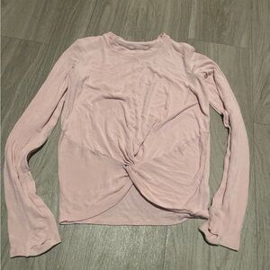 Athleta Light Pink Twist Front Long Sleeve Tee